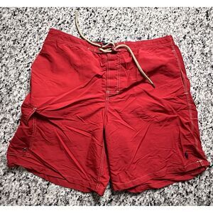 Polo Ralph Lauren Red Swimming Trunks CARGO Shorts Lined Mens Size Small Y2K VTG